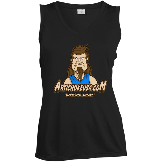 ArtichokeUSA Character and Font design. Let's Create Your Own Team Design Today. Mullet Mike. Ladies' Sleeveless V-Neck