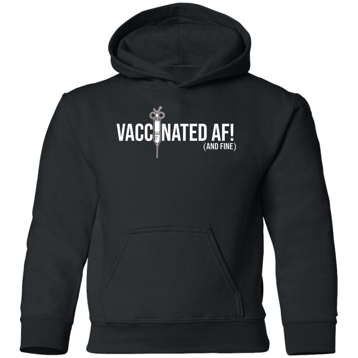 ArtichokeUSA Custom Design. Vaccinated AF (and fine). Youth Pullover Hoodie
