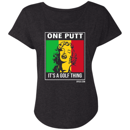 OPG Custom Design #22. One Putt / One Love Parody with Fan Art. Female Edition. Ladies' Triblend Dolman Sleeve