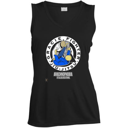 Artichoke Fight Gear Custom Design #1. Arachnophobia: Fear of Spiders. Spider Guard. It's a Jiu Jitsu Thing. Ladies' Sleeveless V-Neck Performance Tee