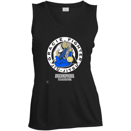 Artichoke Fight Gear Custom Design #1. Arachnophobia: Fear of Spiders. Spider Guard. It's a Jiu Jitsu Thing. Ladies' Sleeveless V-Neck Performance Tee