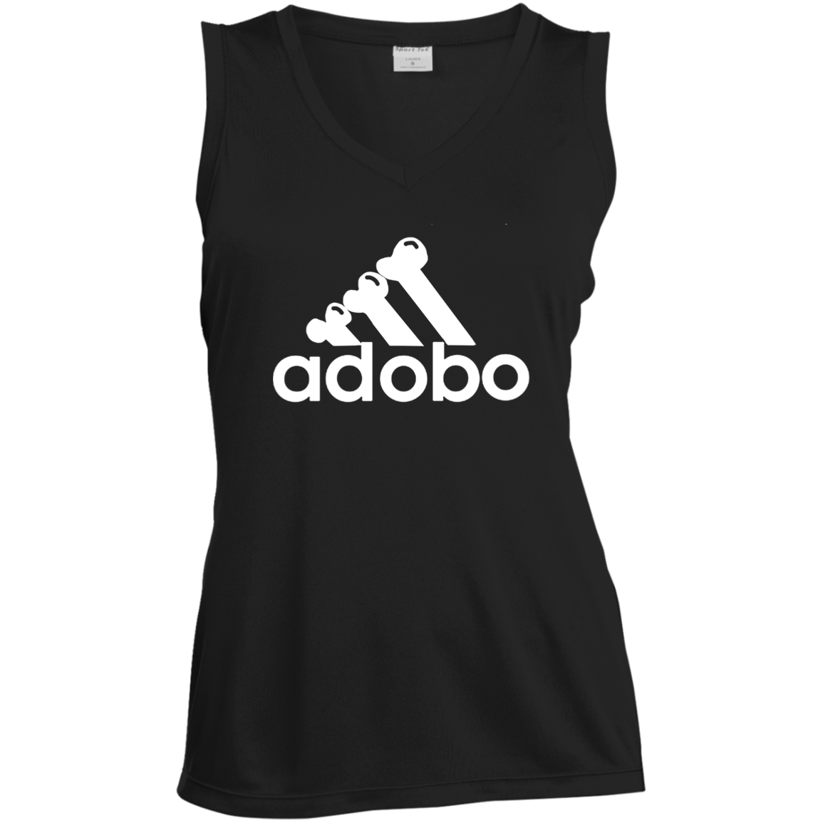 ArtichokeUSA Custom Design. Adobo. Adidas Parody. Ladies' Sleeveless V-Neck