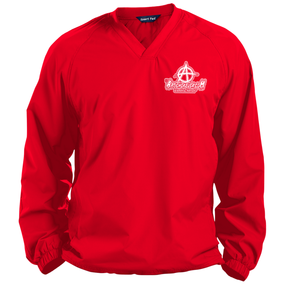 Embroidered Pullover V-Neck Windshirt