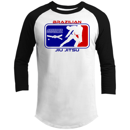 Artichoke Fight Gear Custom Design #4. MLB style BJJ. 3/4 Raglan Sleeve Shirt