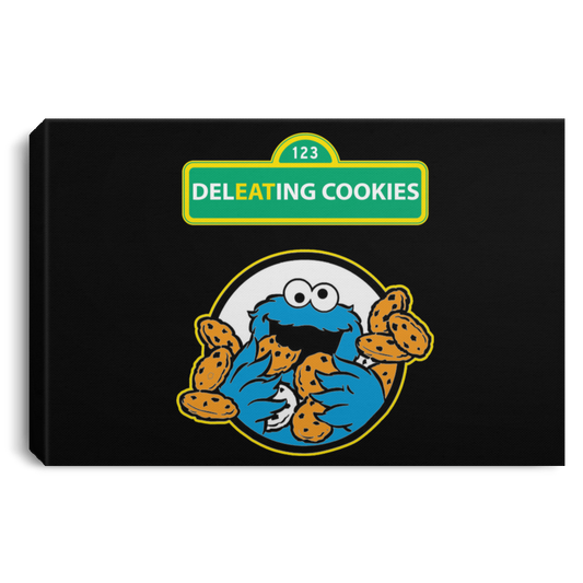 ArtichokeUSA Custom Design #58. DelEATing Cookes. IT humor. Cookie Monster Parody. Landscape Canvas .75in Frame