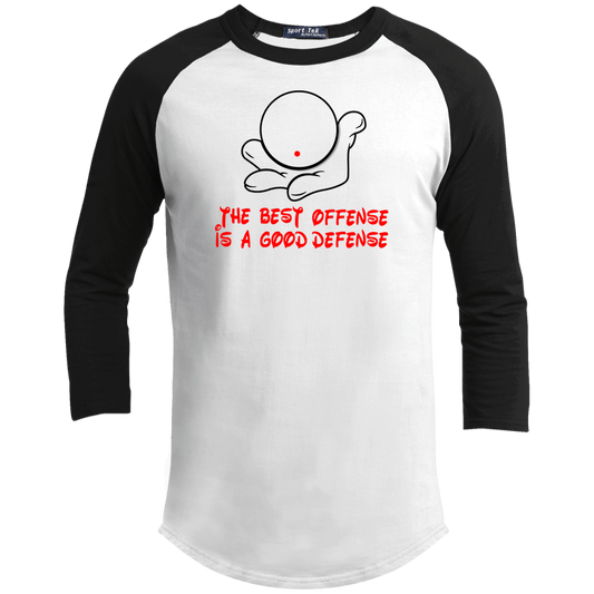 The GHOATS Custom Design. #5 The Best Offense is a Good Defense. Youth 3/4 Raglan Sleeve Shirt