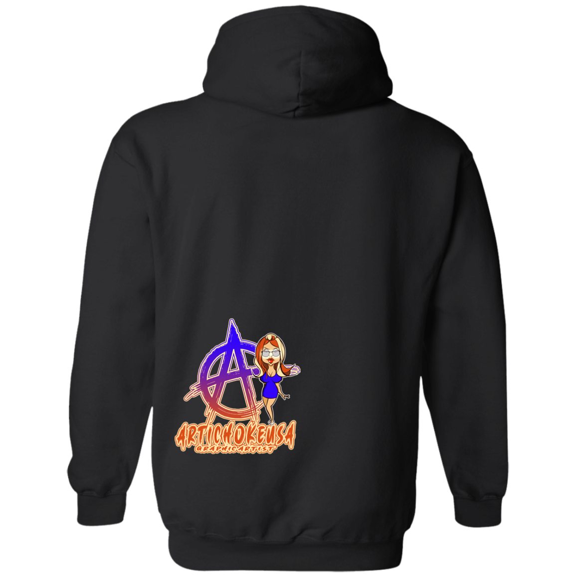ArtichokeUSA Character and Font Design. Let’s Create Your Own Design Today. Blue Girl. Basic Pullover Hoodie