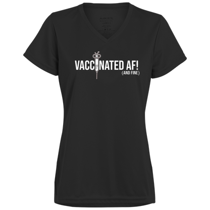 ArtichokeUSA Custom Design. Vaccinated AF (and fine). Ladies’ Moisture-Wicking V-Neck Tee