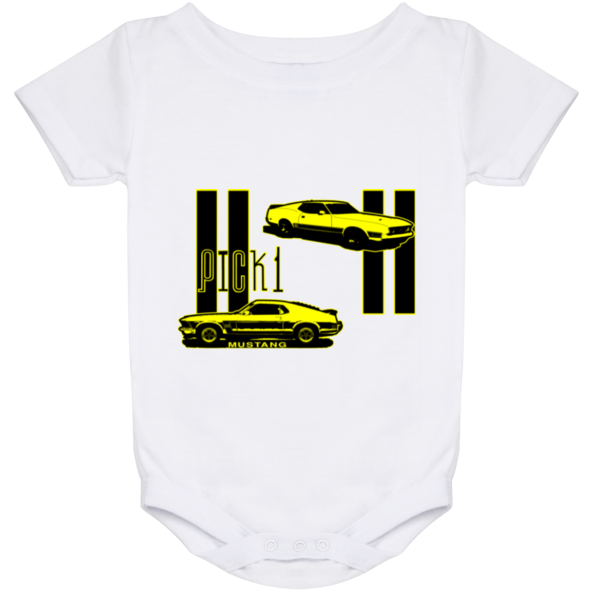 ArtichokeUSA Custom Design. Pick 1 Mustang. Mach 1 Mustang Parody. Cars. Baby Onesie 24 Month