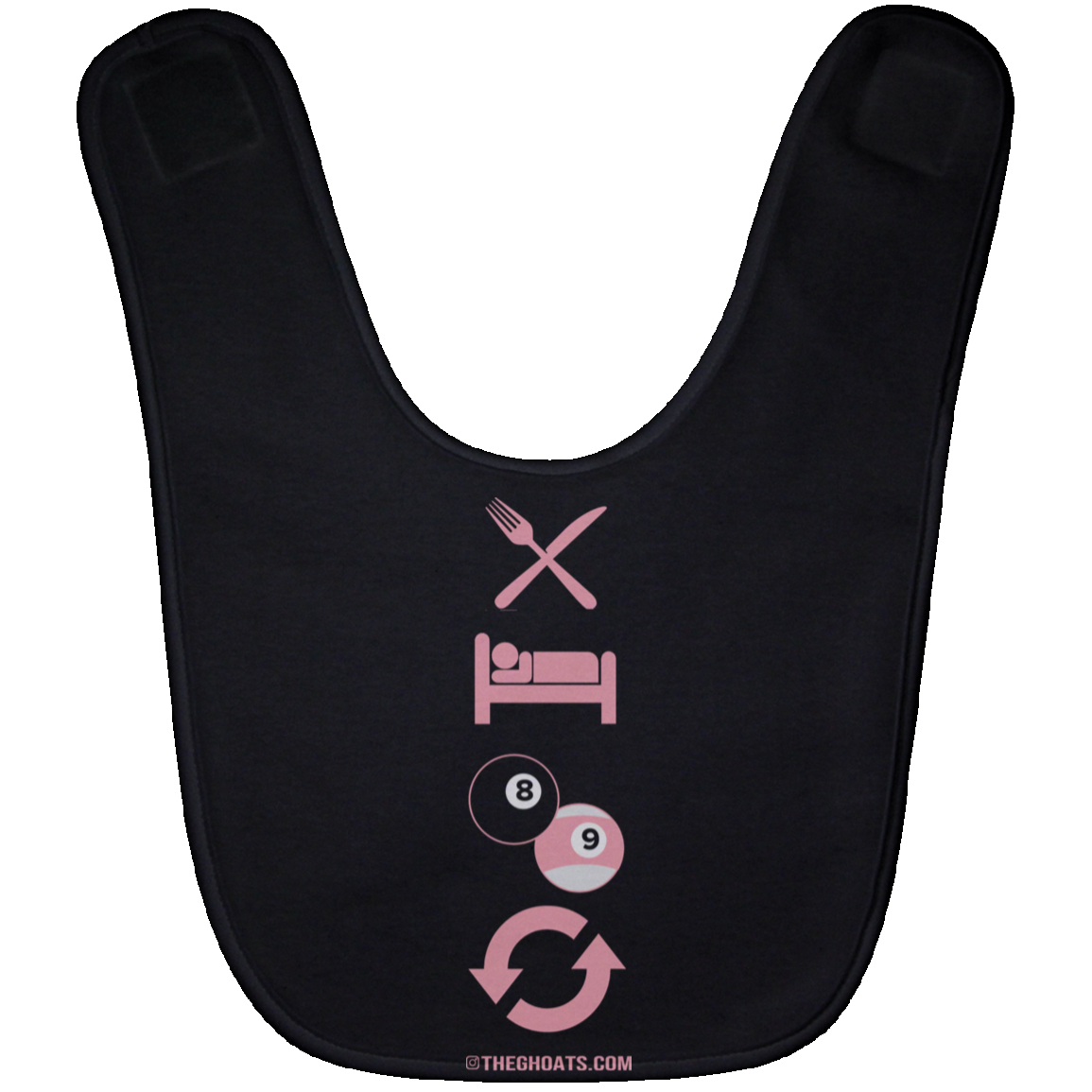 The GHOATS custom design #8. Eat. Sleep. Pool. Repeat. Pool / Billiards. Baby Bib