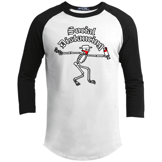 ArtichokeUSA Custom Design. Social Distancing. Social Distortion Parody. Youth 3/4 Raglan Sleeve Shirt