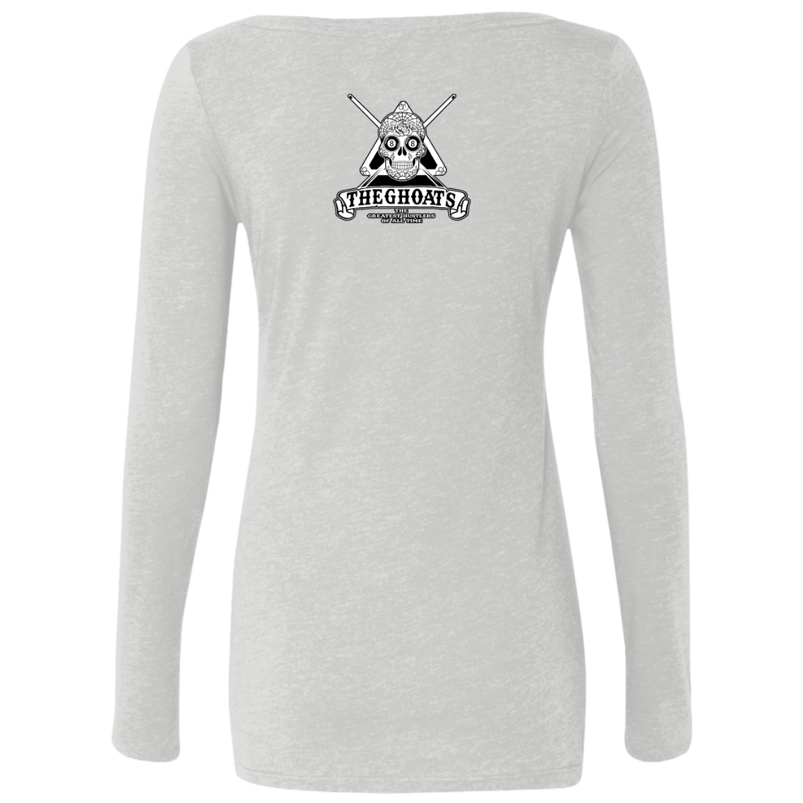 The GHOATS Custom Design #37. Sugar Skull Pool Theme. Ladies' Triblend LS Scoop