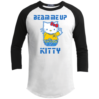 ArtichokeUSA Custom Design. Beam Me Up Kitty. Fan Art / Parody. Youth 3/4 Raglan Sleeve Shirt