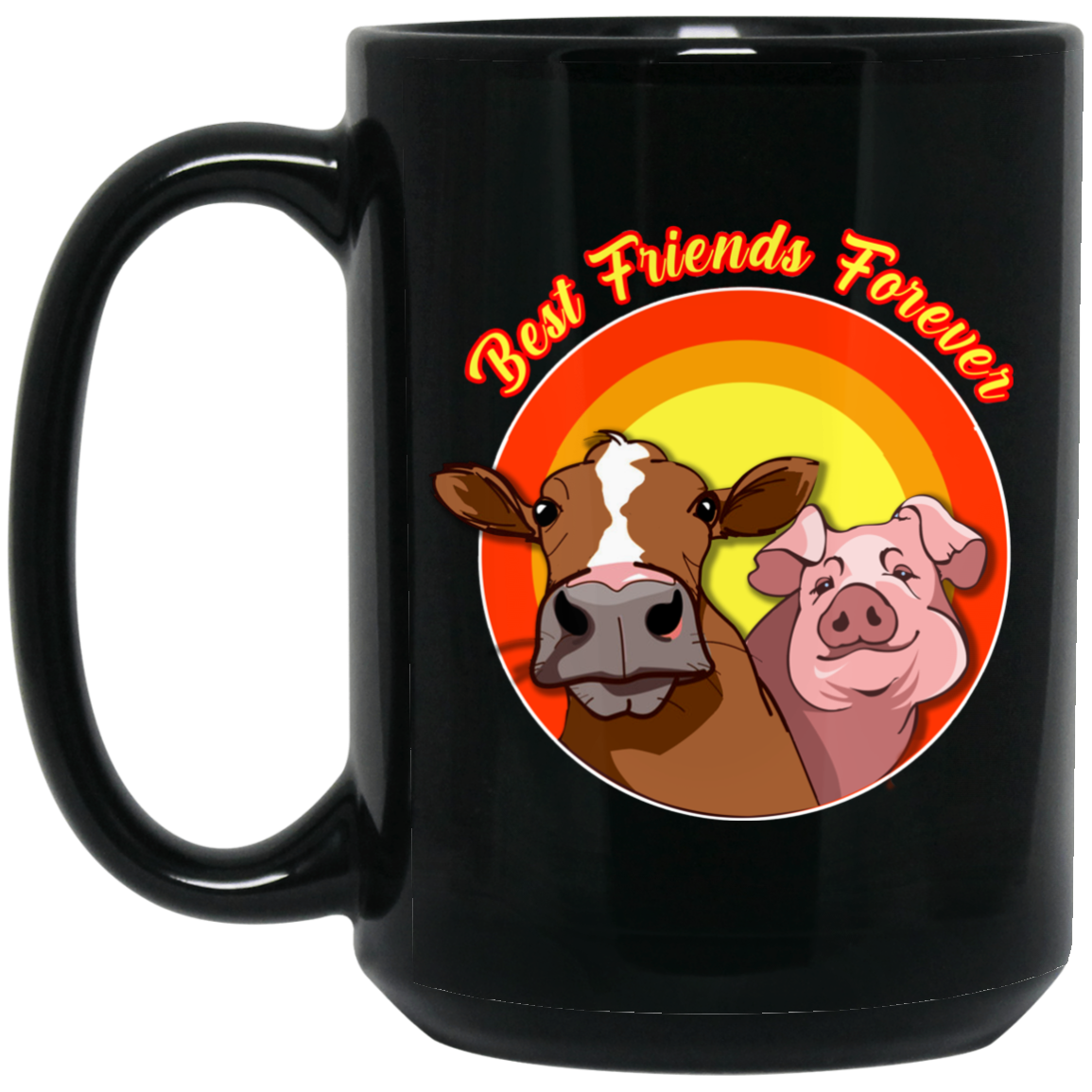 ArtichokeUSA Custom Design. Best Friends Forever. Bacon Cheese Burger. 15 oz. Black Mug