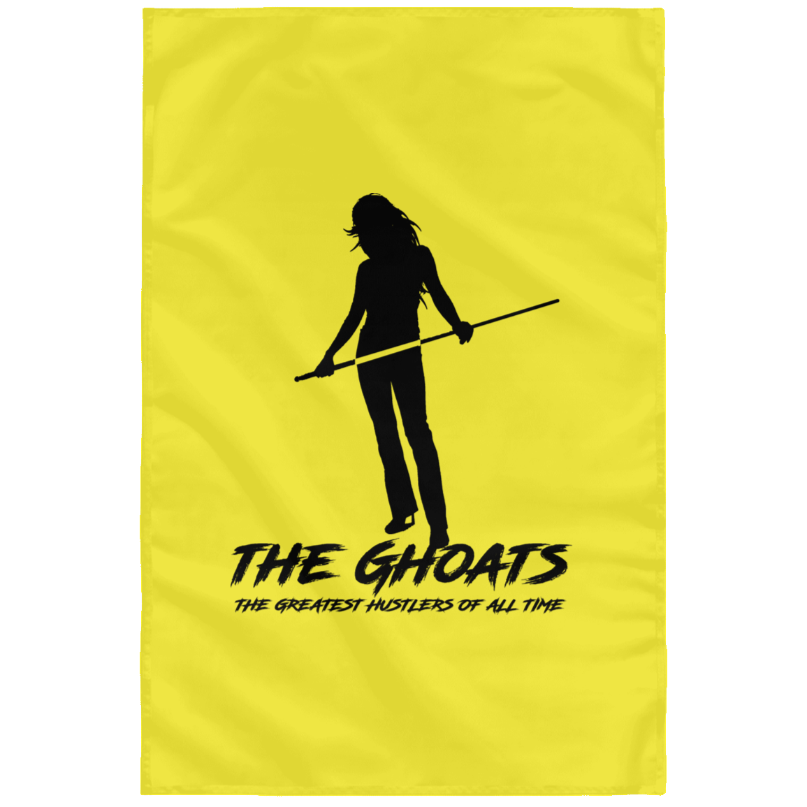The GHOATS custom design #36. Shark Sighted. Female Pool Shark. Shoot At Your Own Risk. Pool / Billiards. Sublimated Wall Flag