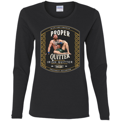 Artichoke Fight Gear Custom Design #15. Proper Quitter. Ladies' 100% Pre-Shrunk Cotton Long Sleeve