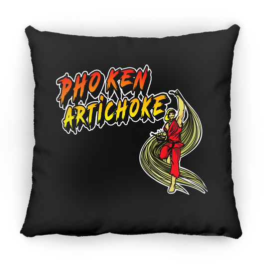 ArtichokeUSA Custom Design. Pho Ken Artichoke. Street Fighter Parody. Gaming. Square Pillow 18x18