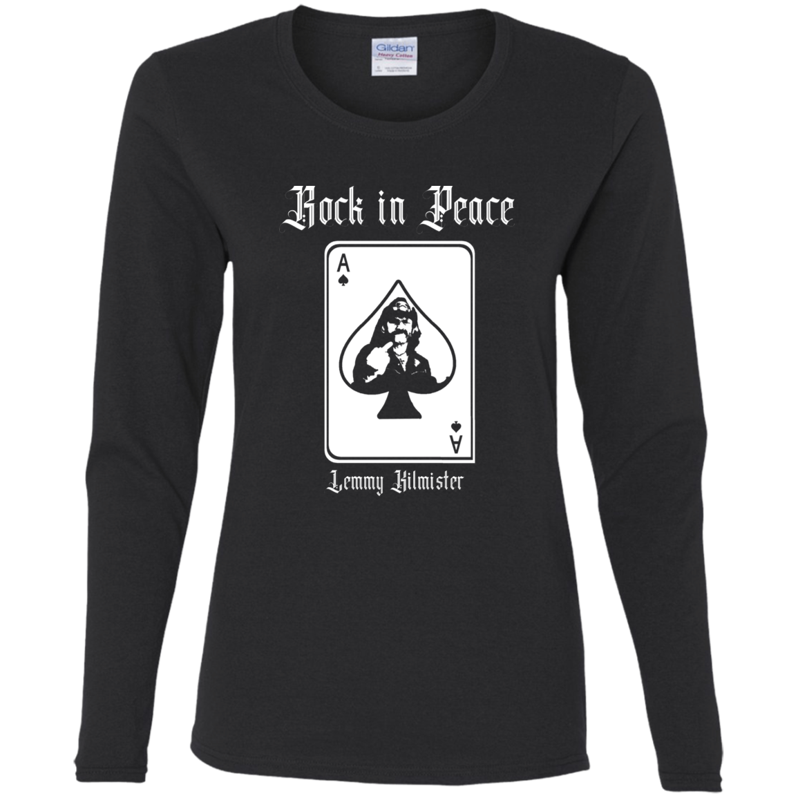 ArtichokeUSA Custom Design. Lemmy Kilmister "Ace of Spades" Tribute Fan Art Version 2 of 2. Ladies' Cotton LS T-Shirt