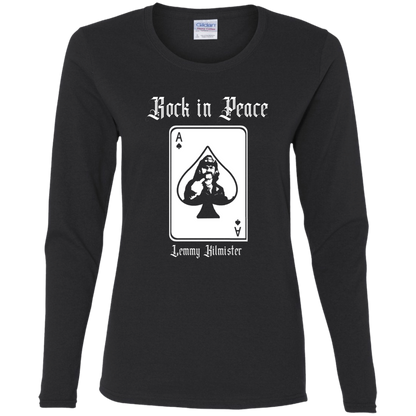 ArtichokeUSA Custom Design. Lemmy Kilmister "Ace of Spades" Tribute Fan Art Version 2 of 2. Ladies' Cotton LS T-Shirt