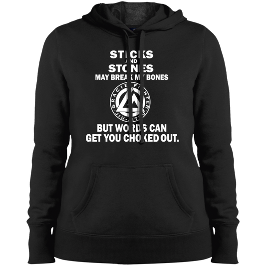 Artichoke Fight Gear Custom Design #16. Sticks And Stones May Break My Bones But Words Can Get You Choked Out. Gracie Fighter. BJJ. Ladies' Ultra Soft Hoodie