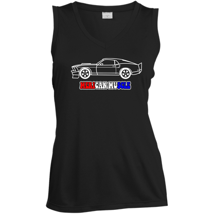 ArtichokeUSA Custom Design. Merican Muscle. Wu-Tang / Mustang Parody. Ladies' Sleeveless V-Neck