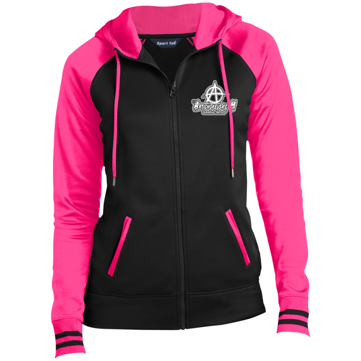 Embroidered Ladies' Moisture Wick Full-Zip Hooded Jacket