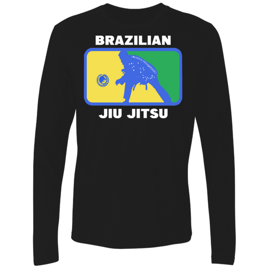 Artichoke Fight Gear Custom Design #5. BJJ MLB Brazil Flag Colors. Parody v2. Men's 100% combed ring-spun cotton long sleeve