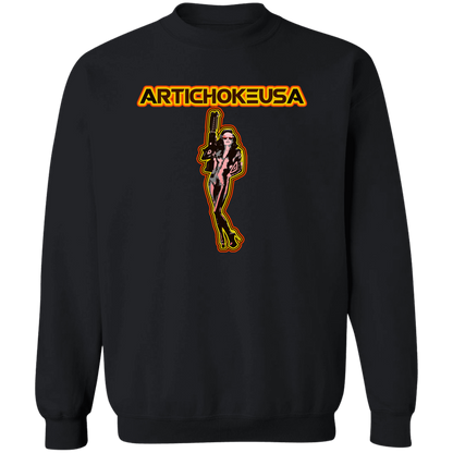 ArtichokeUSA Character and Font design. Let's Create Your Own Team Design Today. Mary Boom Boom. Crewneck Pullover Sweatshirt