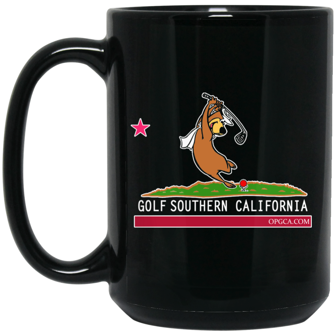 OPG Custom Design #15. Golf California Part 2 Fan Art. 15 oz. Black Mug