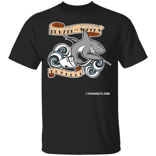 The GHOATS Custom Design #3. Beware of Sharks. Pool/Card Shark. Basic 100% Cotton T-Shirt