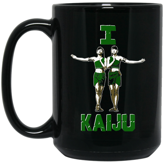 ArtichokeUSA Custom Design. I Heart Kaiju. Fan Art. 15 oz. Black Mug