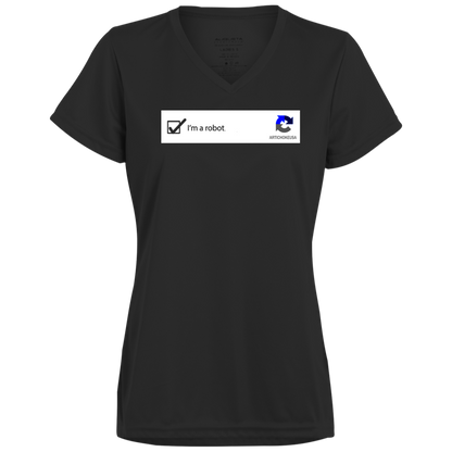 ArtichokeUSA Custom Design. I am a robot. Ladies’ Moisture-Wicking V-Neck Tee