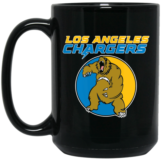 ArtichokeUSA Custom Design. Los Angeles Chargers Fan Art. 15 oz. Black Mug