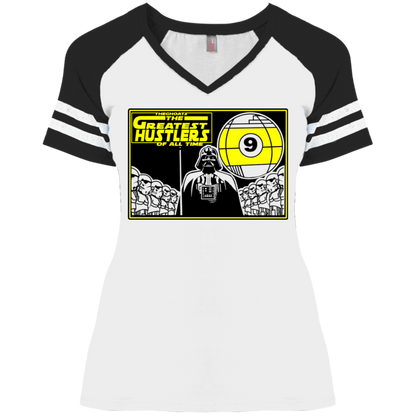 The GHOATS Custom Design. # 39 The Dark Side of Hustling. Ladies' Game V-Neck T-Shirt