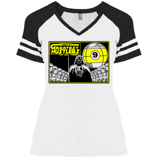 The GHOATS Custom Design. # 39 The Dark Side of Hustling. Ladies' Game V-Neck T-Shirt