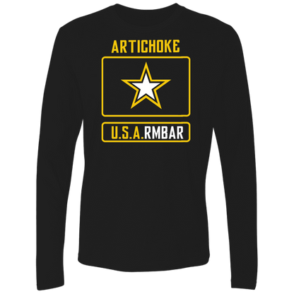 Artichoke Fight Gear Custom Design #8. ArtichokeUSArmbar. US Army Parody. Men's 100% combed ring-spun cotton long sleeve