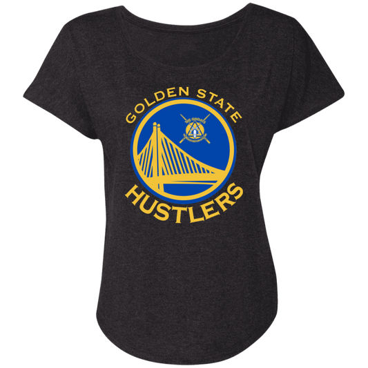 The GHOATS Custom Design. #12 GOLDEN STATE HUSTLERS.	Ladies' Triblend Dolman Sleeve