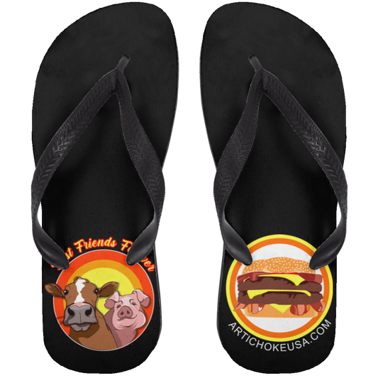 ArtichokeUSA Custom Design. Best Friends Forever. Bacon Cheese Burger. Adult Flip Flops