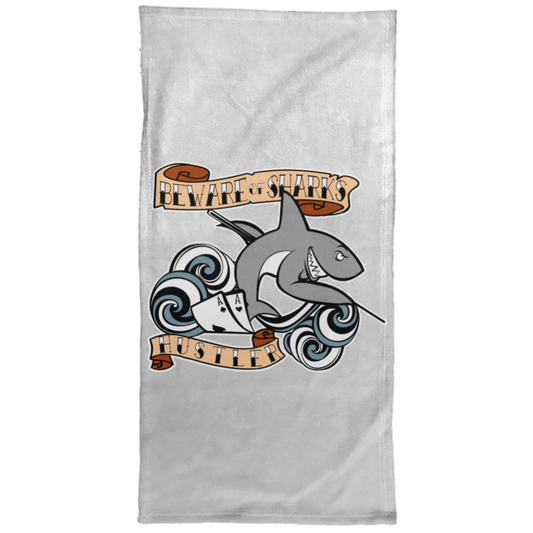 The GHOATS custom design #4. Beware of Sharks. Deisgned for my Dad, the best Pool and Card Shark out there. Let's create something for someone you know. Pool/Billiards. Hand Towel - 15x30