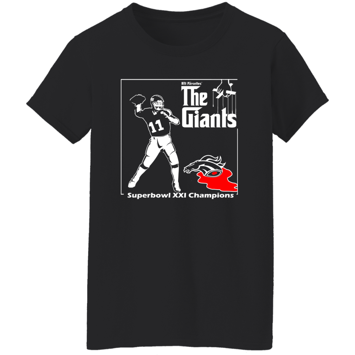 ArtichokeUSA Custom Design. Godfather Simms. NY Giants Superbowl XXI Champions. Fan Art. Ladies' Basic 100% Cotton T-Shirt