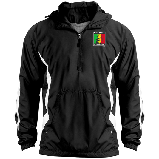 OPG Custom Design #22. One Putt / One Love Parody with Fan Art. Female Edition. 100% Polyester Shell Color Block Raglan Anorak