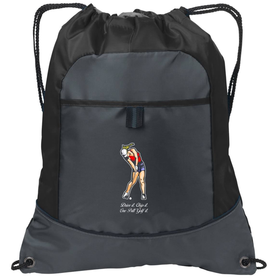 OPG Custom Design #9. Drive it. Chip it. One Putt Golf It. Golf So. Cal. Pocket Cinch Pack