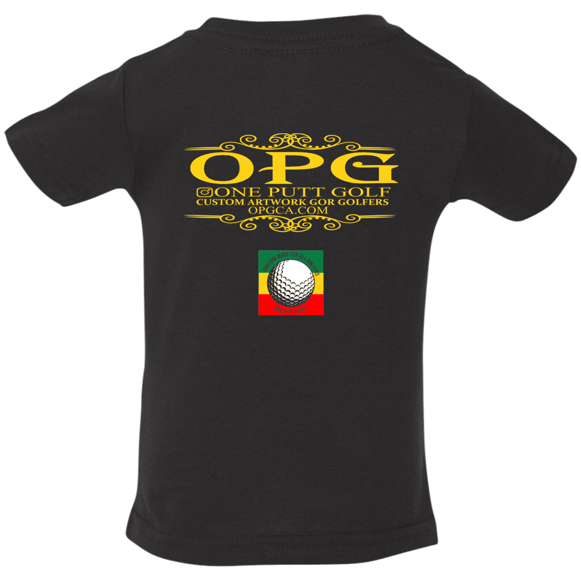 OPG Custom Design #22. One Putt / One Love Parody with Fan Art. Female Edition. Infant Jersey T-Shirt