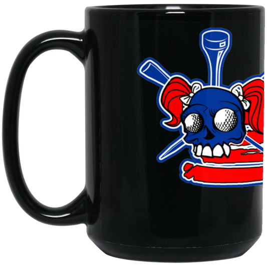 OPG Custom Design #16. Golf America. Female Skull Design. Golf. 15 oz. Black Mug