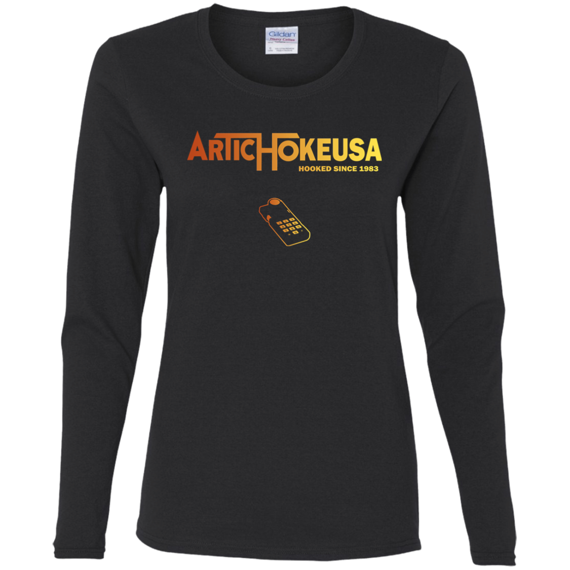 ArtichokeUSA Custom Design. Pitfall Game. Activision Parody. Ladies' 100% Cotton Long Sleeve T-Shirt