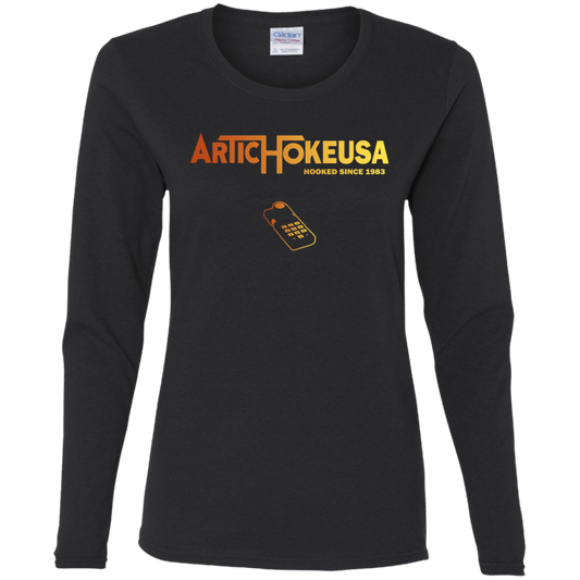 ArtichokeUSA Custom Design. Pitfall Game. Activision Parody. Ladies' 100% Cotton Long Sleeve T-Shirt