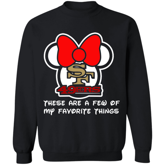 ArtichokeUSA Custom Design #51. These are a few of my favorite things. SF 49ers/Hello Kitty/Mickey Mouse Fan Art. Crewneck Pullover Sweatshirt