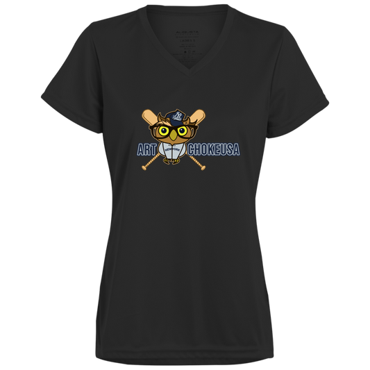 ArtichokeUSA Character and Font design. New York Owl. NY Yankees Fan Art. Let's Create Your Own Team Design Today. Ladies’ Moisture-Wicking V-Neck Tee