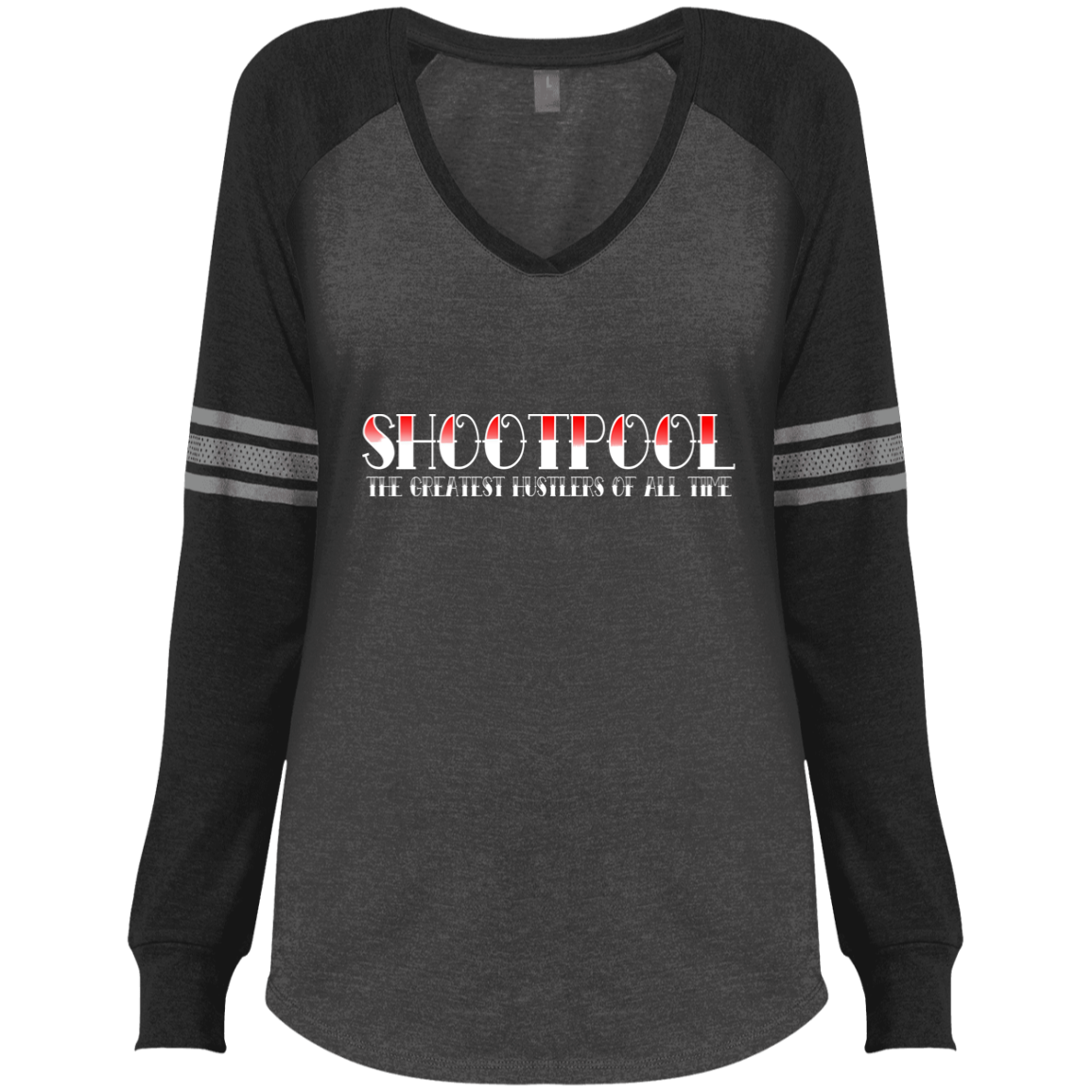 The GHOATS Custom Design #28. Shoot Pool. Ladies' Sports Team Style V-Neck Long Sleeve