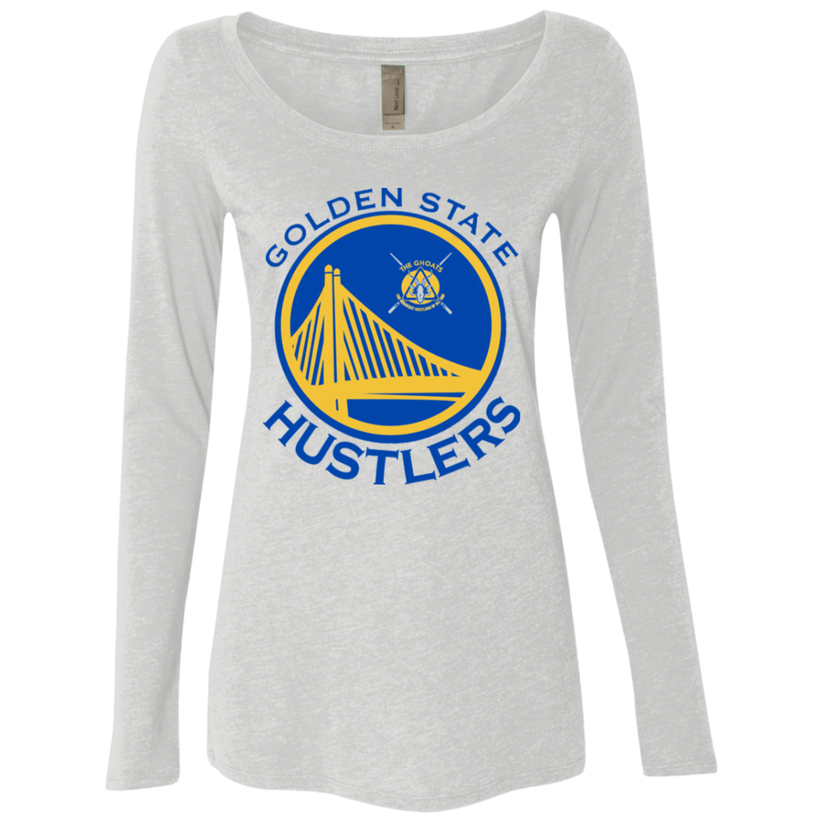 The GHOATS Custom Design. #12 GOLDEN STATE HUSTLERS.	Ladies' Triblend LS Scoop